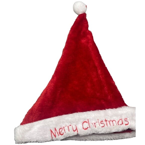 Santa hat merry Christmas red white puff ball one size READ used see photos - Picture 1 of 8